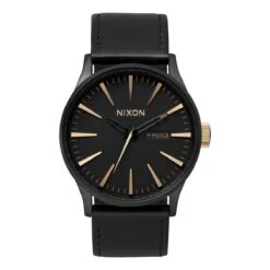 Nixon Sentry Leather Watch -Outdoor Sports Shop 142390 Matte Black Gold