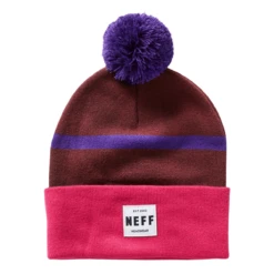 Neff Lawrence Stripe Pom Beanie -Outdoor Sports Shop NWEB NEFF LAWRENCE STRIPE POM BEANIE Maroon One Size